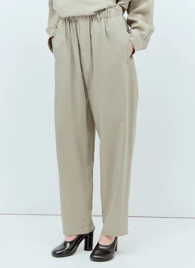 Lemaire Silk-blend Tapered Trousers In Beige