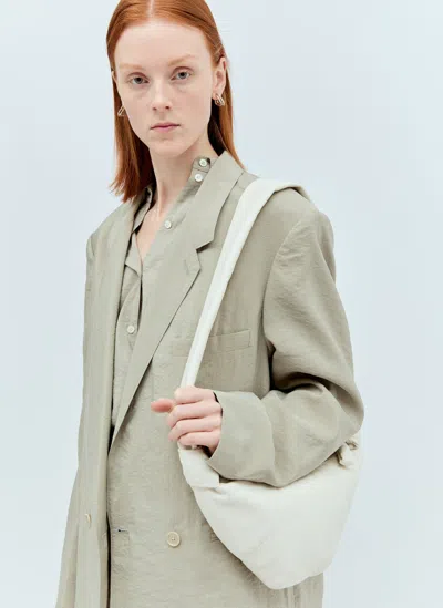 Lemaire Croissant Medium Leather Shoulder Bag In White