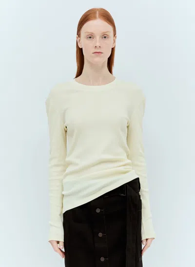 Lemaire Rib Cotton Long Sleeve T-shirt In Yellow