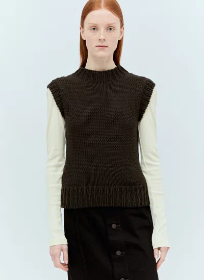 Lemaire Chunky Cotton Sleeveless Sweater In Brown