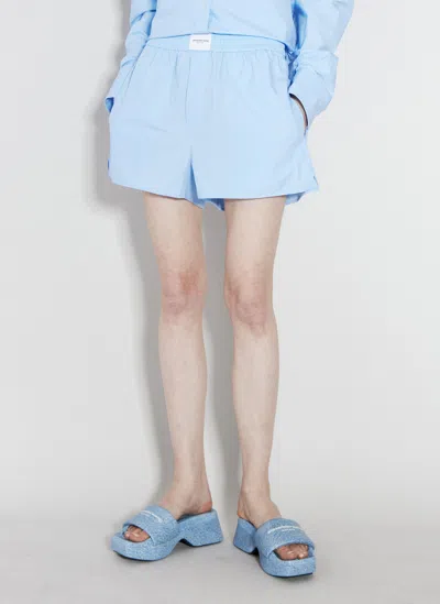 Alexander Wang Classic Cotton Boxer Shorts In Blue