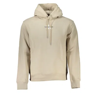Calvin Klein Beige Fleece Hooded Sweatshirt With Logo Embroidery