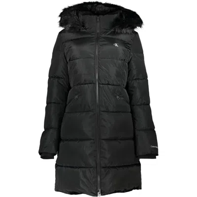 Calvin Klein Chic Hooded Jacket With Removable Fur Women's Detail In Black