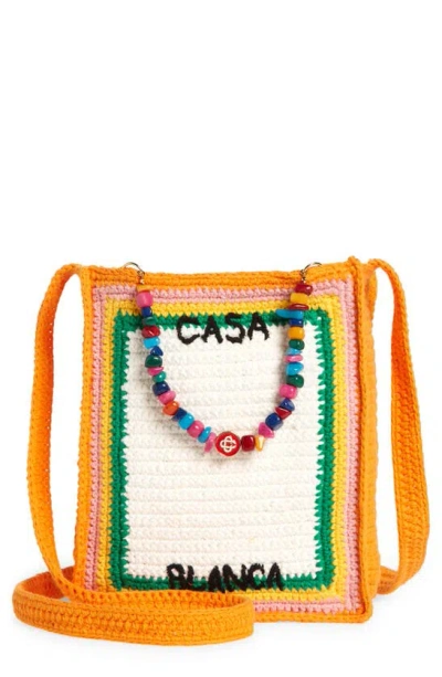 Casablanca Women's Pebble Handle Crochet Tote Bag In Orange Multi