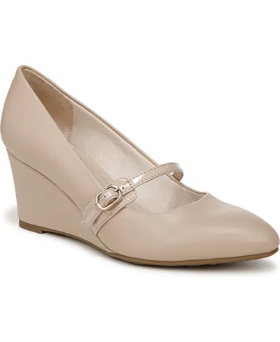 Lifestride Women's Gio Mary Jane 2 Wedge Pumps In Tender Taupe Faux Leather