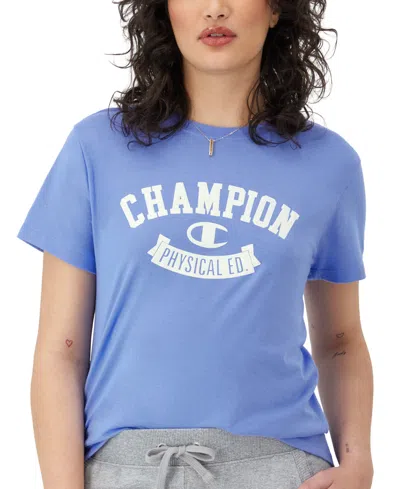 Champion Women's Classic Crewneck Logo Print T-shirt In Plaster Blue
