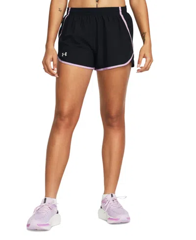 Under Armour Women's Fly By Mesh-panel Running Shorts In Purple Ace,purple Ace,reflective