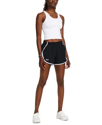 Under Armour Women's Fly By Mesh-panel Running Shorts In Black,white,reflective
