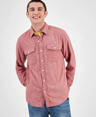 Sun + Stone Men's Grindle Regular-fit Button-down Flannel Shirt, Created For Macy's In Burnt Red