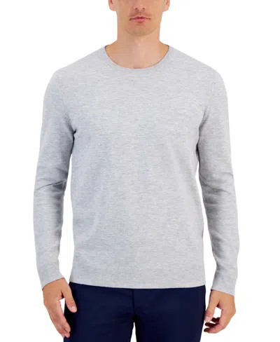 Alfani Men's Solid Crewneck Sweater, Created For Macy's In Wall Street Grey