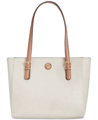 Giani Bernini Faux Croc Embossed Large Tote, Created For Macy's In Vanilla