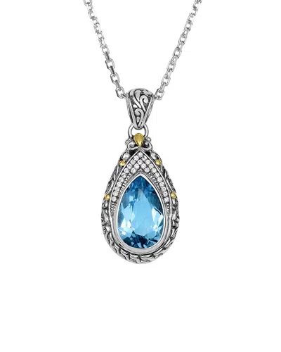 Phillip Gavriel 18k & Silver 1.00 Ct. Tw. Blue Topaz Pendant Necklace In Metallic