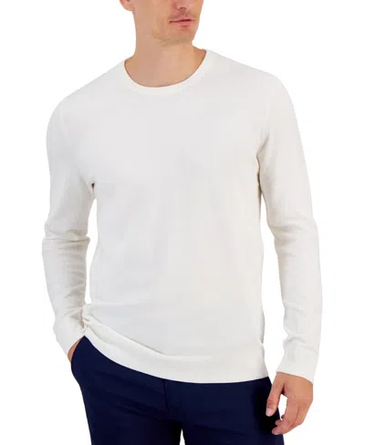 Alfani Men's Solid Crewneck Sweater, Created For Macy's In Vanilla Ice