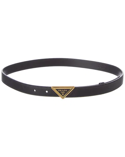 Prada Logo-detailed Leather Belt In Black