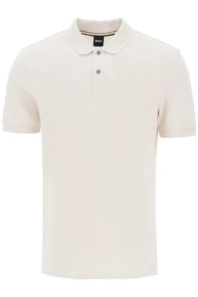 Hugo Boss Short Sleeve Cotton Polo Shirt In Neutro