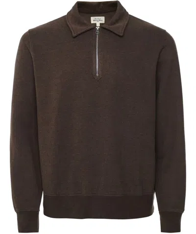 Hartford Cotton-blend Jersey Half-zip Sweater In Brown