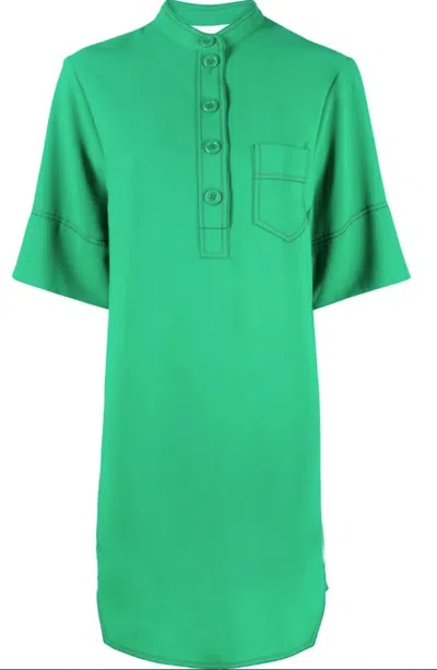 See By Chloé Contrast-stitch Short-sleeve Shift Dress In Green