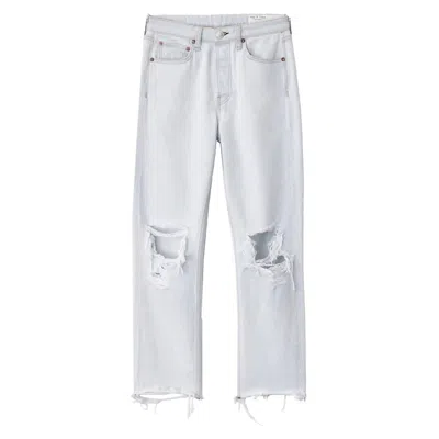 Rag & Bone Maya High Rise Slim Ditch Plain Ripped Jeans In White In Blue
