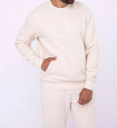 Mono B Fleece-lined Sweatshirt With Zip Pockets In Beige In White