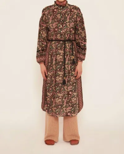 Antik Batik Colline Gathered Floral-print Cotton Dress In Gold