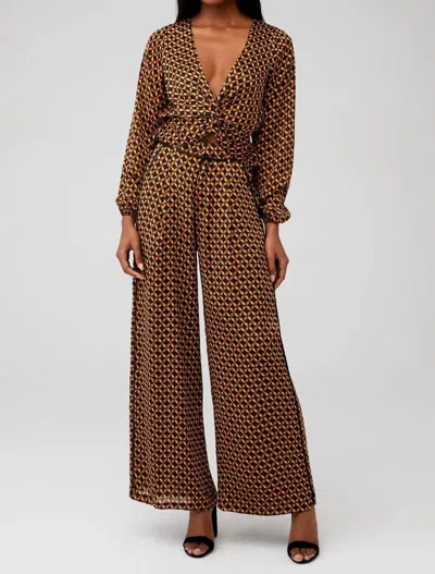 Minkpink Valentina Wide Leg Pants In Multi In Brown