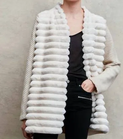 Aldo Martins Faux Fur Cardigan Coat With Knit Back In 1101 In White