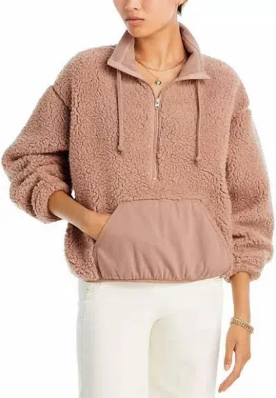 Vintage Havana Fuzzy Fleece Half Zip Sweatshirt In Pink