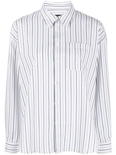Apc Striped Long-sleeve Shirt In White