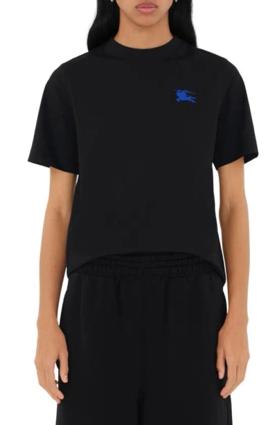 Burberry Cotton Embroidered-ekd T-shirt In Black