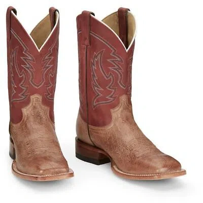 Pre-owned Justin Boots Justin Men's Je811 Mclane 11" Smooth Ostrich Vintage Tan (brown) Western Boots
