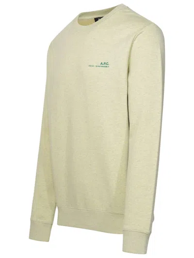Apc Green Cotton Sweatshirt In Neutrals