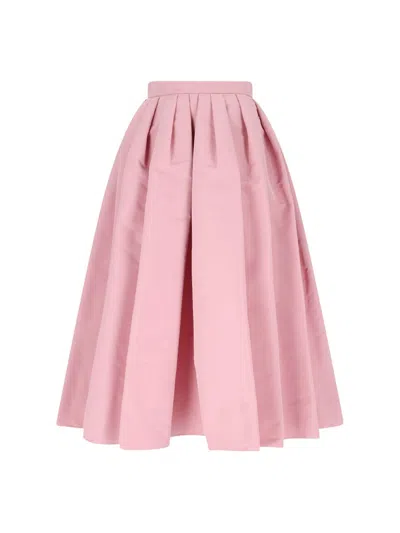 Alexander Mcqueen Slip Pocket Flared Midi Skirt In Pink