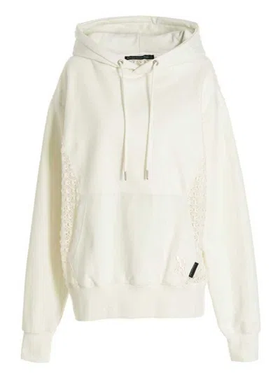 Andersson Bell Mesh Panel Contrast Hoodie In White