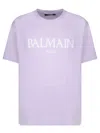 Balmain T-shirt In Lilas Clair/blanc