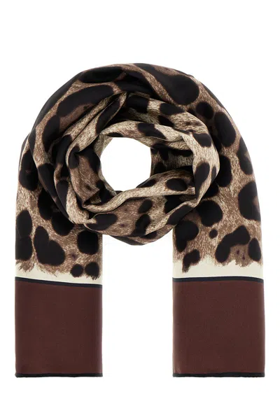 Dolce & Gabbana Leopardo Scarf In Brown