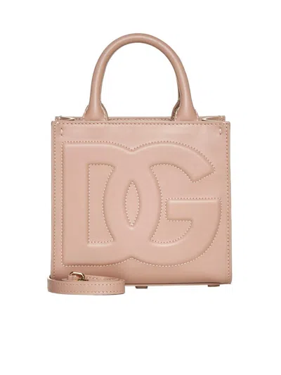 Dolce & Gabbana Dg Logo Leather Tote Bag In Pink