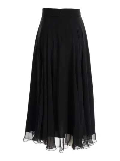 Dolce & Gabbana Black Chiffon Pleated Midi Skirt In Silk Woman