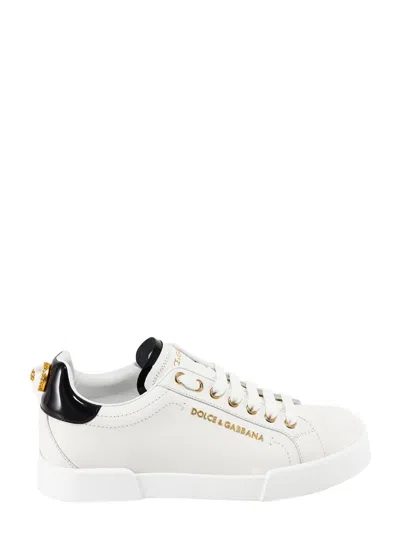 Dolce & Gabbana Portofino Leather Sneaker In White