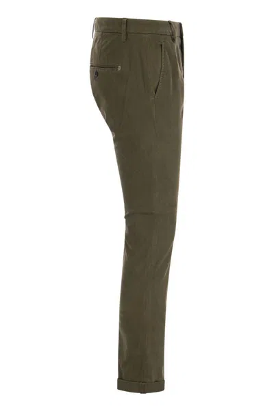 Dondup Gaubert - Slim-fit Gabardine Trousers In Olive Green
