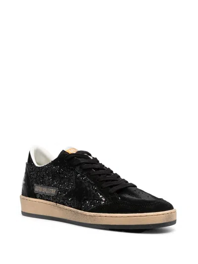 Golden Goose Ball Star Glitter And Suede Low-top Sneakers In Black