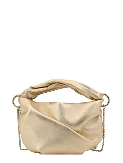 Jimmy Choo Bonny Gold-colored Handbag With Braided Handle In Metallic Leather Woman In Grey