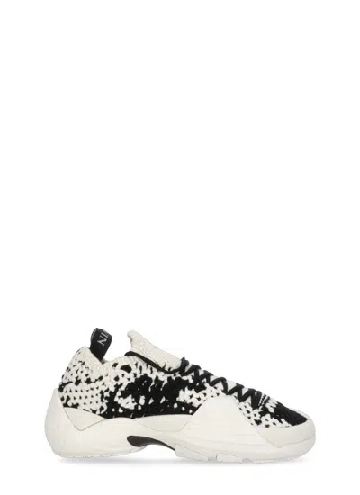 Lanvin Flash-x Crochet-knit Sneakers In White/black