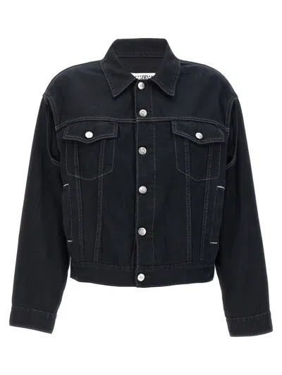 Mm6 Maison Margiela Lurex Stitching Denim Jacket In Negro
