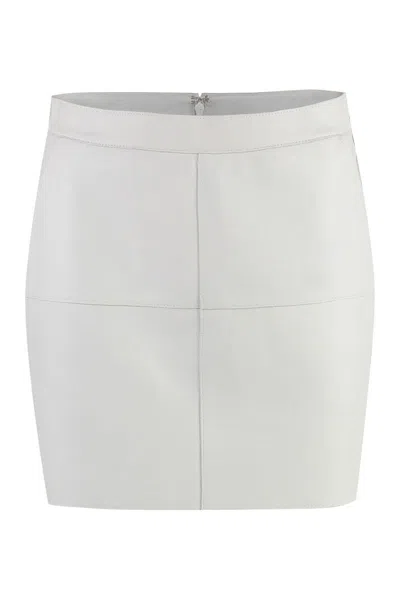 P.a.r.o.s.h . Leather Mini Skirt In White