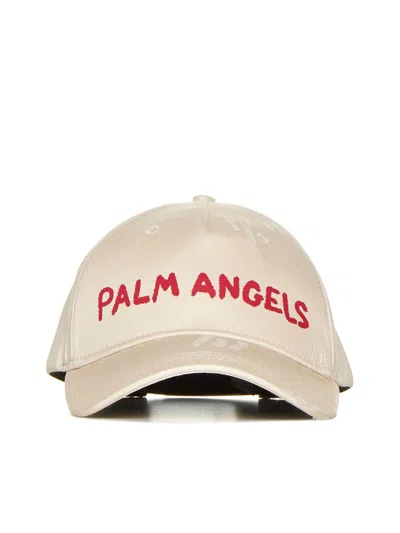 Palm Angels Hat In Off White Red