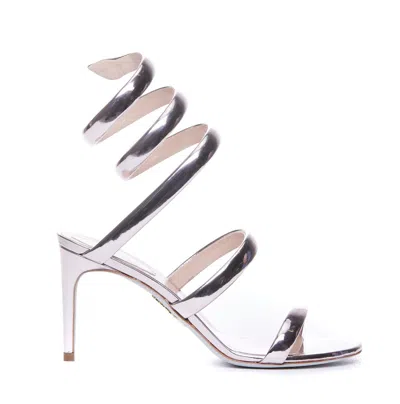 René Caovilla Silver-tone Leather Cleo Sandals In Phard Specchio Calf