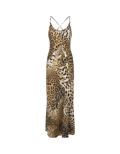 Roberto Cavalli Lingerie Dress With Leopard Print In Multicolor