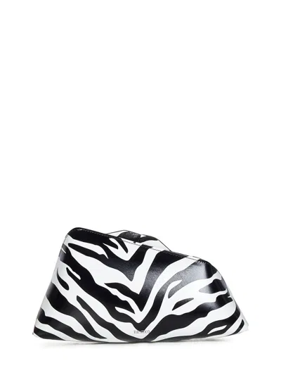 Attico The  8.30 Pm Zebra Pattern Leather Clutch Bag In White