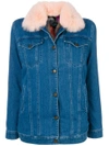 MR & MRS ITALY FUR TRIM DENIM JACKET,JK04212125975