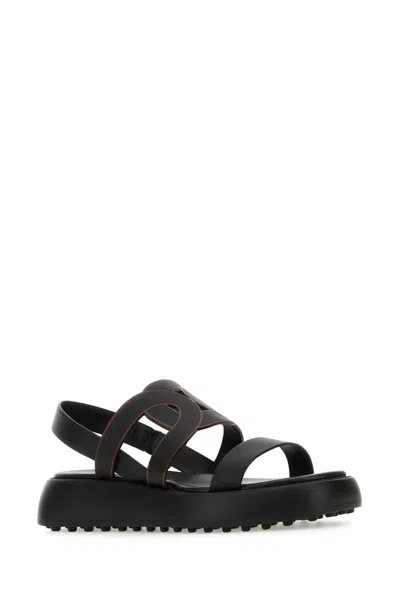 Tod's Leather Platform Sandals In Black